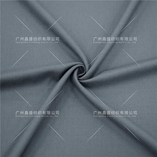 秋冬石灰蓝精纺斜纹毛涤粘双弹绒面哔叽时装套装面料W83486