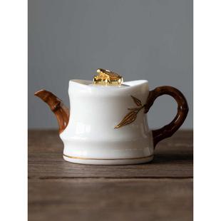 功夫茶具套装 BTV4羊脂玉茶壶陶瓷单壶家用大容量泡茶壶知足中式