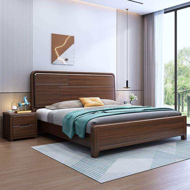 新中式金丝檀木实木床1x1.2米床主卧高箱储物床一米五单人床家用