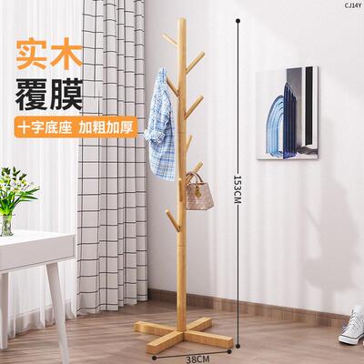 Wooden Tree Coat Rack, Freestanding 8 Hooks Bedroom Hats