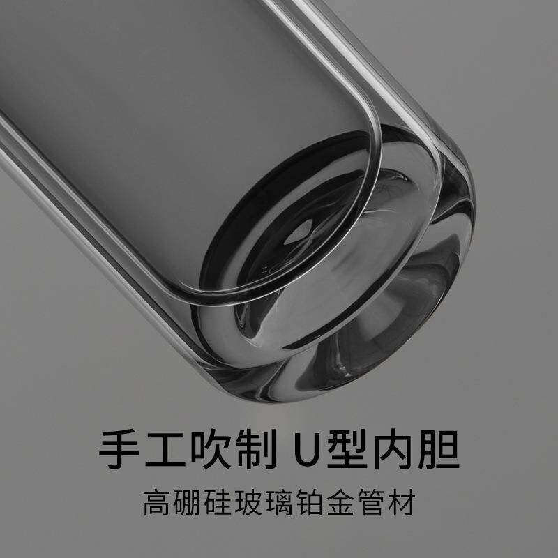 吹制双层玻璃杯泡茶杯U型内胆水滴车载便携水杯礼盒高硼硅玻璃