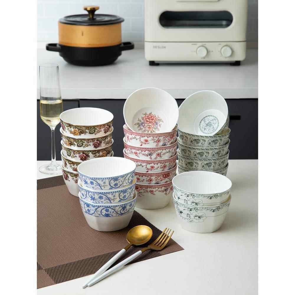 朱鲁方碗8个家用碗，陶瓷碗，单碗，餐具，餐具，套装碗，小汤碗