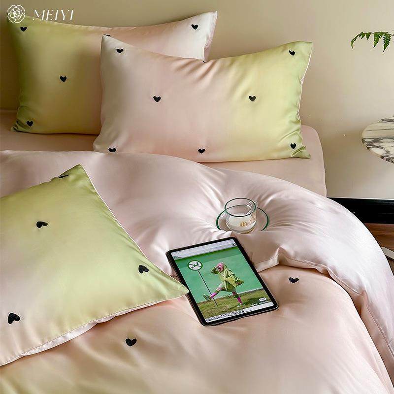 小众设计款爱心夏季60S天丝四件套冰丝床单被套凉感裸睡床上用品