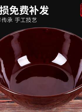 和面 面盆陶瓷揉面 面盆家用大号加厚瓷盆圆形粗陶盆瓦盆老式手工