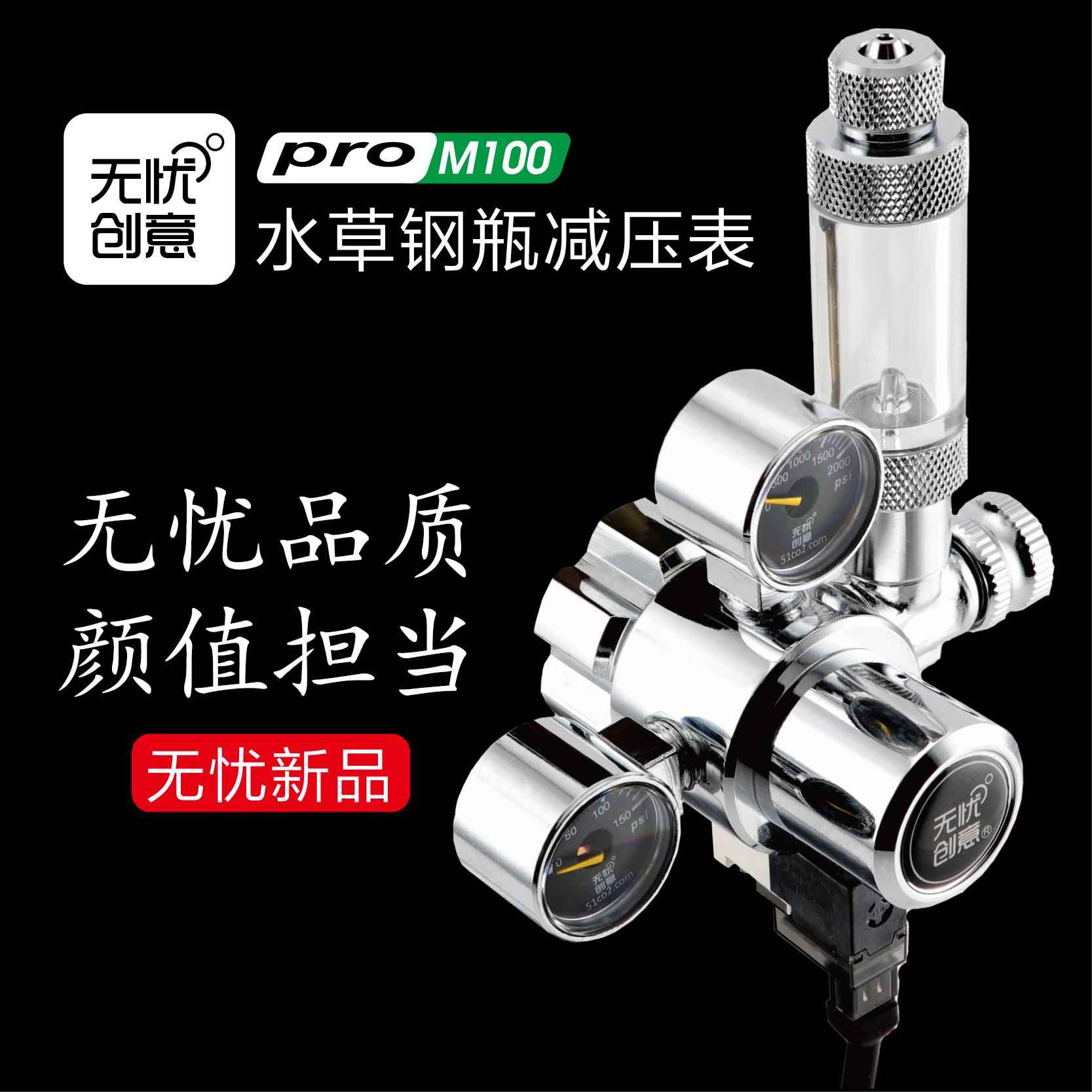 无忧二氧化碳减压阀气表钢瓶减压器电磁阀单双表配件(灭火器可用)饰品