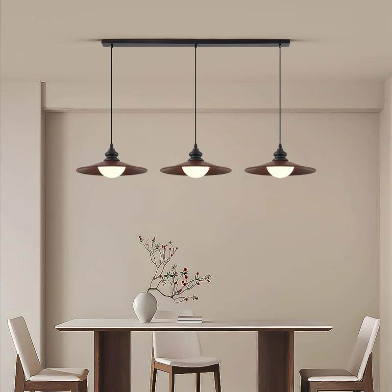 中古风简约大厅餐桌吊灯法式复古创意LED餐厅灯长条三头吧台灯具