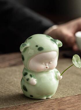 九造创意陶瓷小饰品精品可爱动物胖虎工艺品家居客厅桌面装饰品