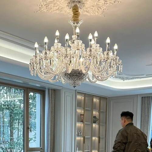 法式轻奢水晶吊灯复古中古风客厅主灯个性餐厅灯大气别墅灯具