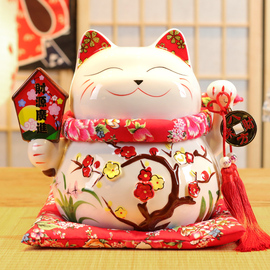 招财猫摆件正版招财猫，大号日本陶瓷储蓄罐，存钱罐开业创意