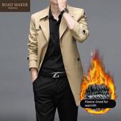 商务休闲西装 加绒保暖风衣男2025时尚 领外套 中长款 ROADMAKER冬季
