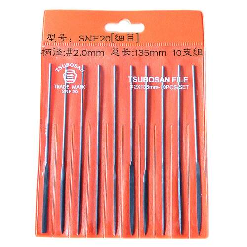 壶三细齿什锦锉套装10支组进口锉2mm精密钟表模具修整2X135小钢锉
