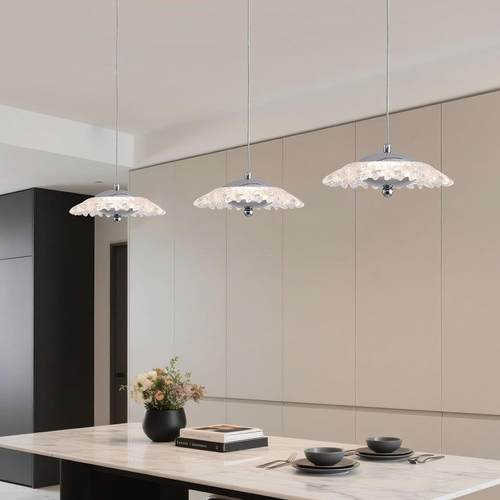 现代中古艺术简约个性长条餐厅护眼卧室灯吧台岛台可升降三头吊灯