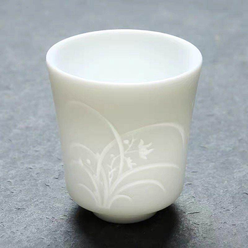 甲盏窑 李甲栈白瓷茶杯品茗杯闻香茶杯个人杯杯子玉瓷茶杯