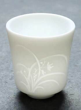 甲盏窑 李甲栈白瓷茶杯品茗杯闻香茶杯个人杯杯子玉瓷茶杯