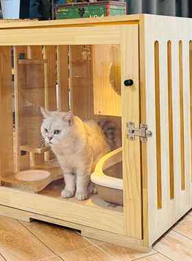 高档爬猫别墅实木猫舍猫床猫笼子猫猫窝房子木猫架豪单身公华寓猫