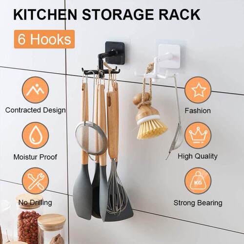 Kitchen Organizer Hook 360 Degree Rotating Shelves Rack Wall