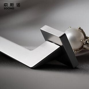 索斯诺北欧门锁室内卧室静音房门锁简约分体锁三件套银色磁吸门锁