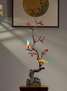 铜艺坊喜上眉梢黄铜喜鹊枝鸟摆件客厅玄关乔迁新居喜鹊登梅铜摆件