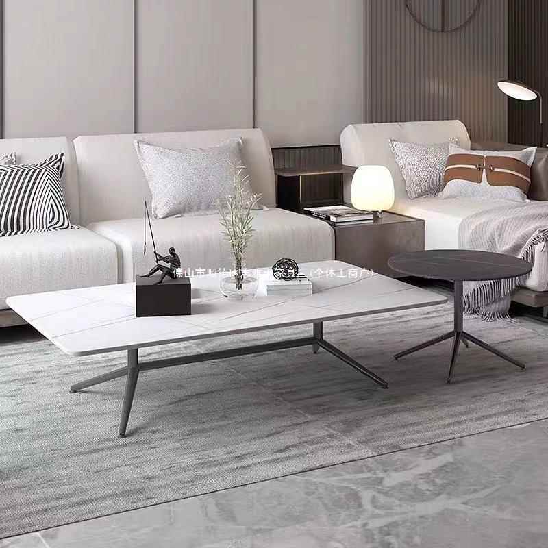 意式轻奢岩板茶几简约小户型家用客厅创意出租房角几可移动小边几