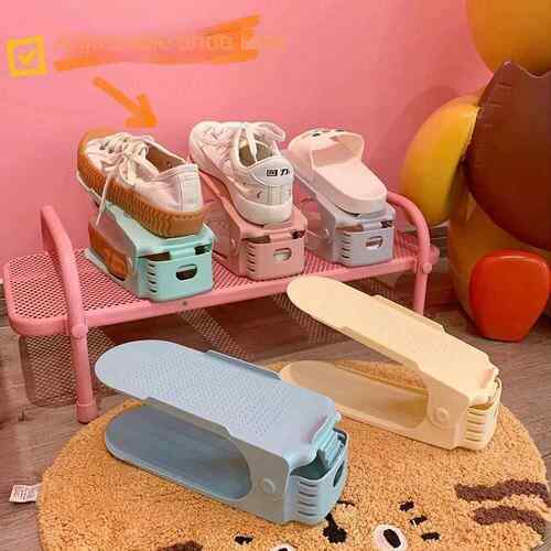 7 Pcs Minimalist Modern Shoe Rack Shoe Storage Rack Double-L