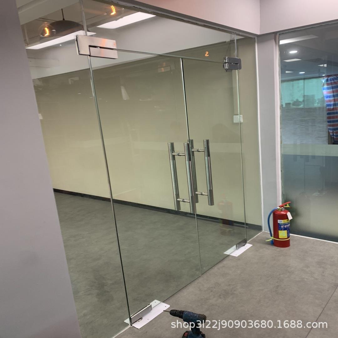 广州办公室隔断玻璃门定做无框钢化玻璃门地弹簧商铺店面玻璃门