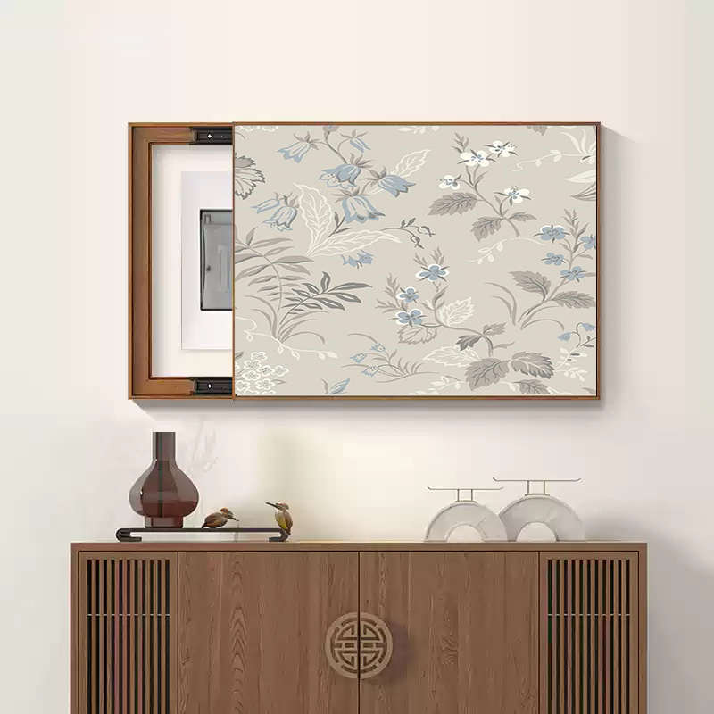电表箱装饰画免打孔横款配电箱中式花卉高级感餐厅电闸盒遮挡壁画图片