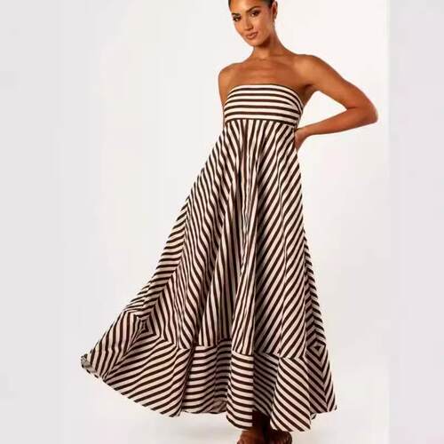 Printed backless camisole high waisted dress for