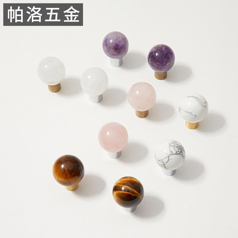水晶圆球法式复古黄铜小拉手现代简约美式厨房橱柜抽屉衣柜门把手