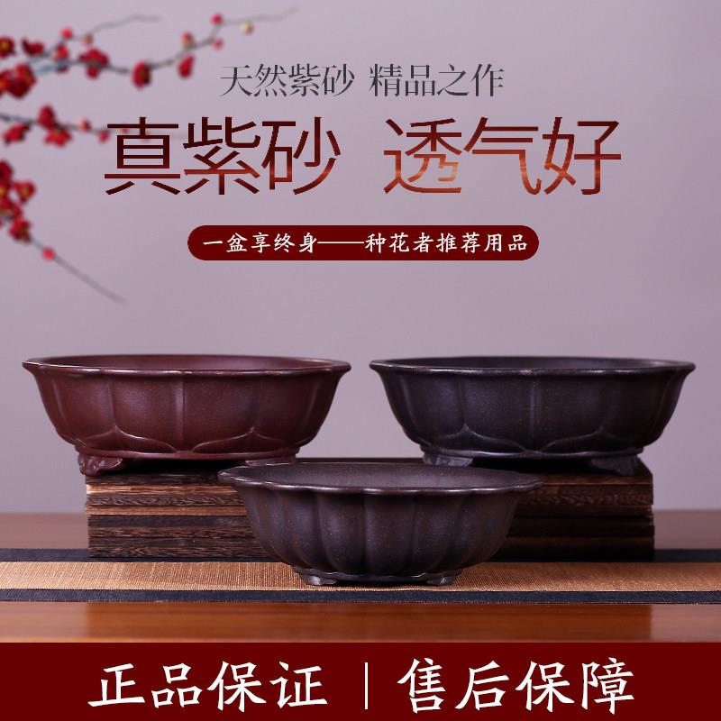 宜兴紫砂花盆陶瓷特价大号客厅中国风紫砂盆景盆多肉老桩花盆清仓