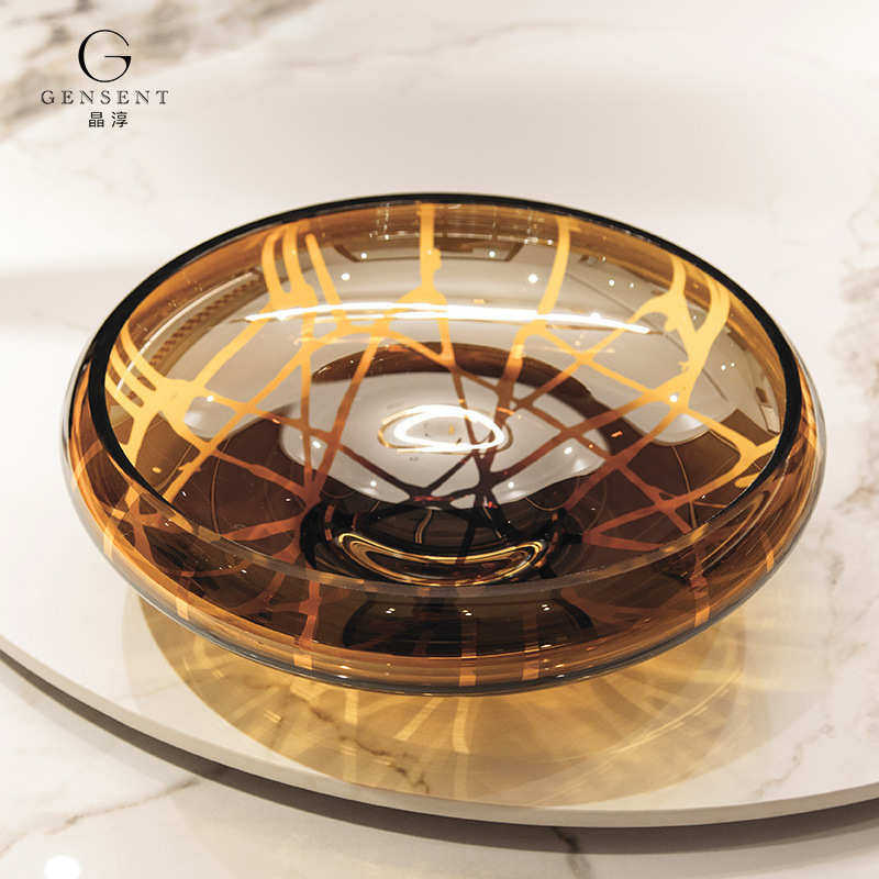 晶淳 乔迁布置装饰用品果盘圆形 高档轻奢创意客厅茶几艺术品摆件,家居饰品,果盘/果篓,淘宝优惠券,粉丝福利购,淘宝优惠卷