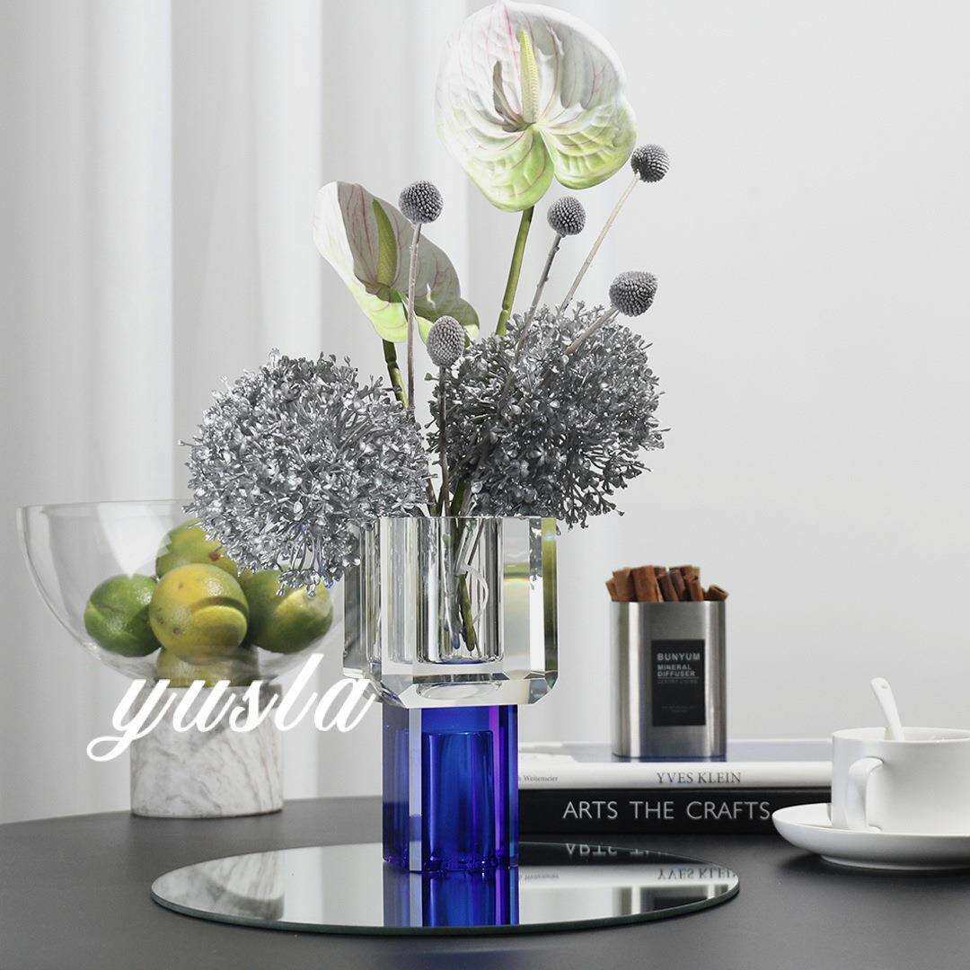 玻璃插干花瓶别墅花器样板间客厅茶几餐厅吧台高级小众装饰品摆件