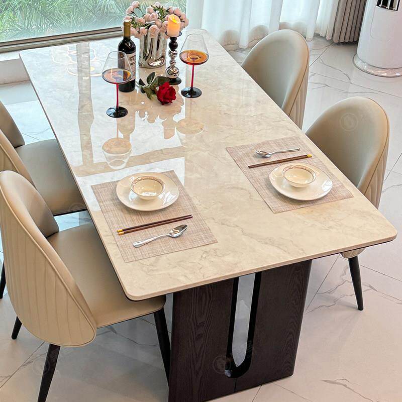 轻奢大理石餐桌椅长方形现代简约天然微晶石奢石实木小户型饭桌