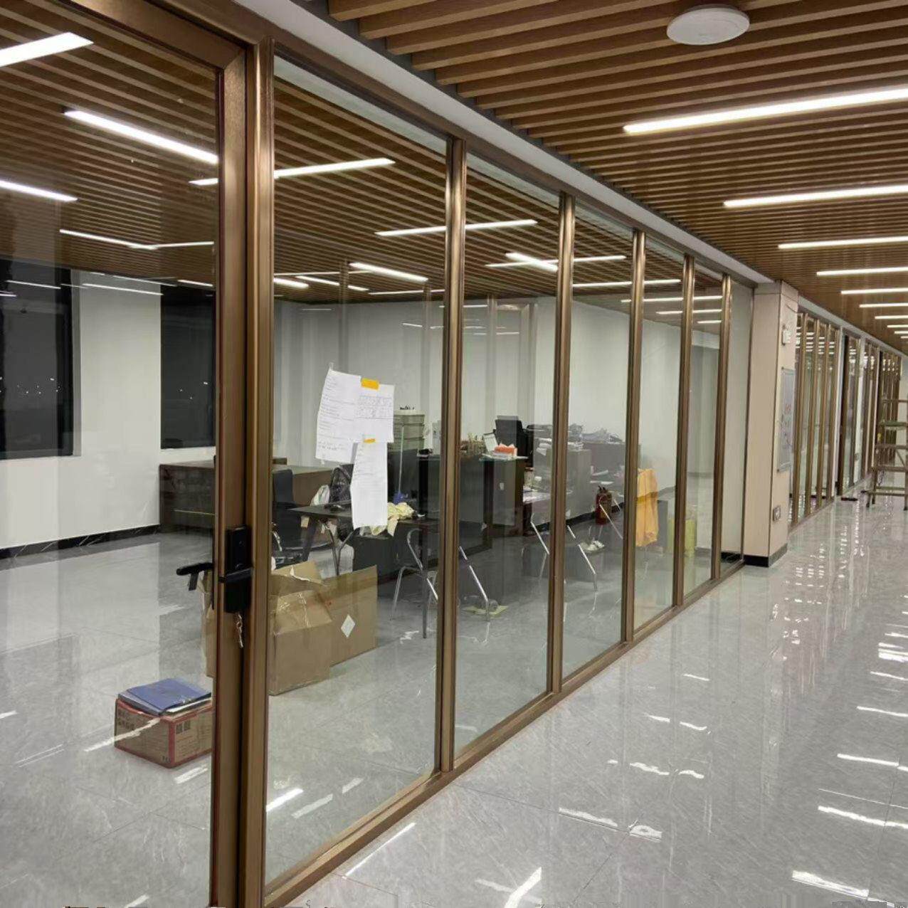中空百叶隔音办公室玻璃隔断墙高隔间防火铝合金钢化磨砂简约隔断