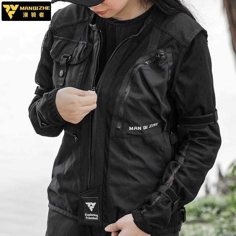 漫骑者机车夏季骑行服网眼透气机车裤耐磨防摔机能夹克护甲衣