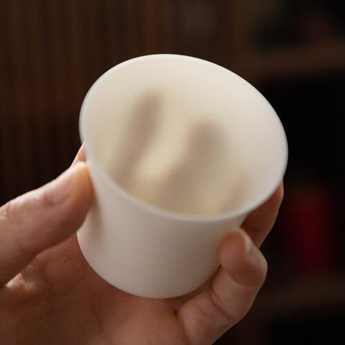 德化陶瓷【单茶杯满90ml纯白哑光】高纯 羊脂玉瓷 23号主人杯 大