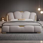 现代简约真皮床轻奢主卧1.8m双人床2米x2.2大床榻榻米软包婚床