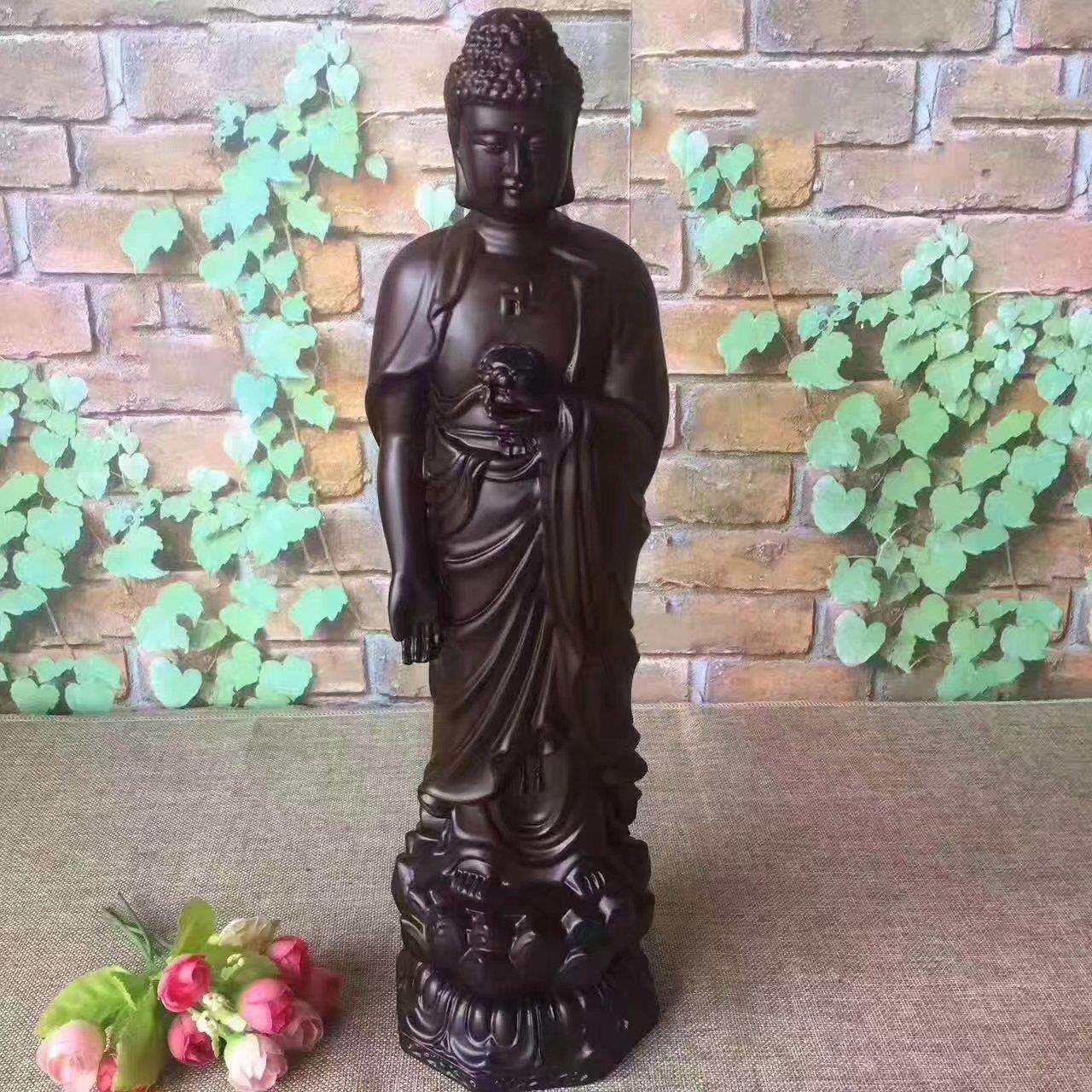 黑檀木工艺品雕像 阿弥陀佛木质神像 木质工艺40公分摆件