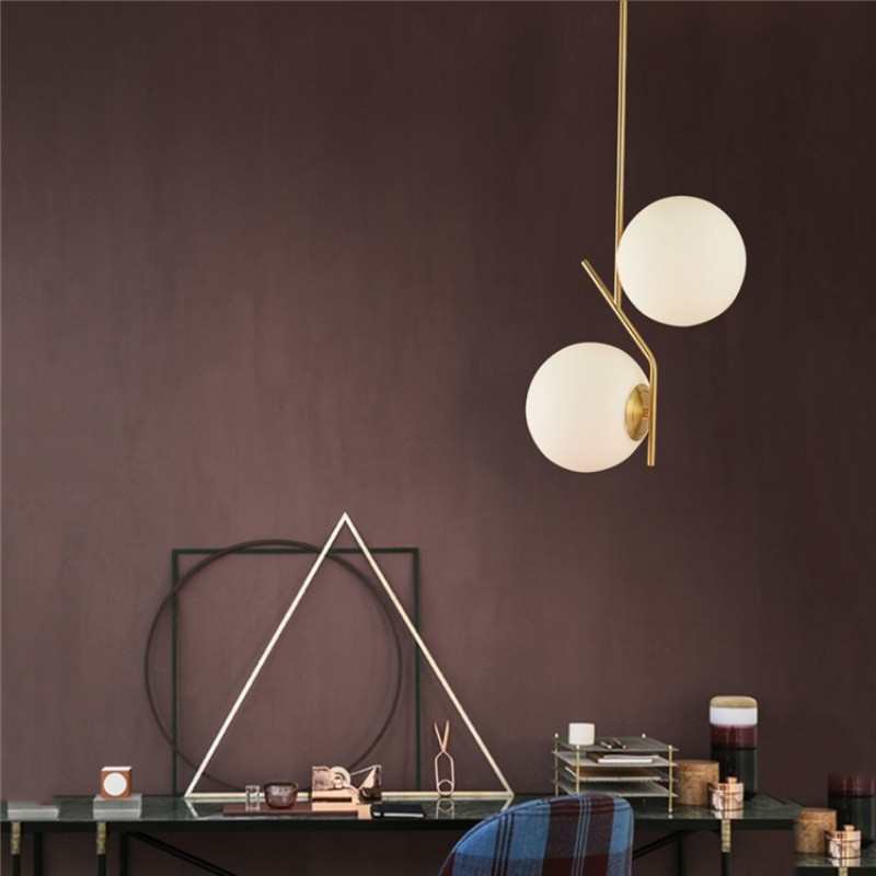 新创意北欧床头卧室玻璃圆球个性双头大小魔豆餐厅服装店轻奢吊灯