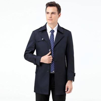 西装领秋季新款爸爸装男桑士商务休闲年中蚕中长2128-PP-款风丝衣