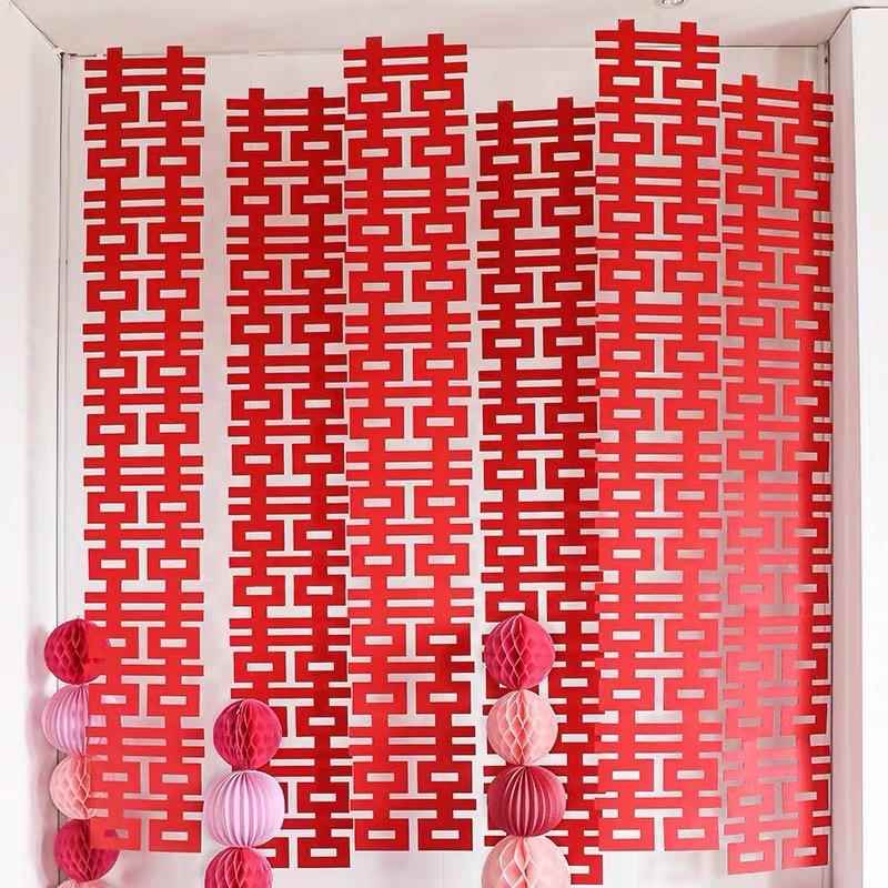 结婚用品毛毡长条喜字婚房装饰婚礼布置无纺布卧室客门帘拉花