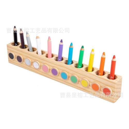 木制创意笔筒画画铅笔展示架彩虹木质马克笔筒收纳盒学生文具笔架