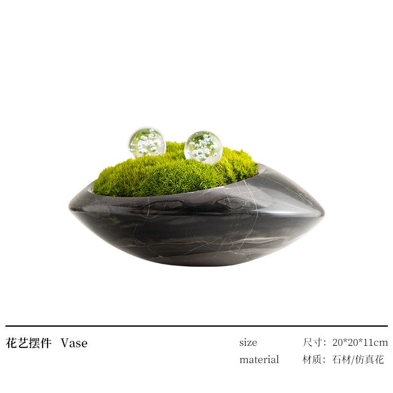 高档日式禅意寂静空间新中式仿真花艺盆景绿植会所茶室摆