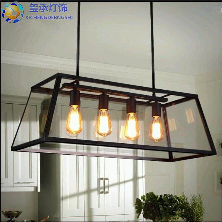 北欧工业风复古怀旧餐厅吊灯长方形个性咖啡厅酒吧台铁艺吊灯具
