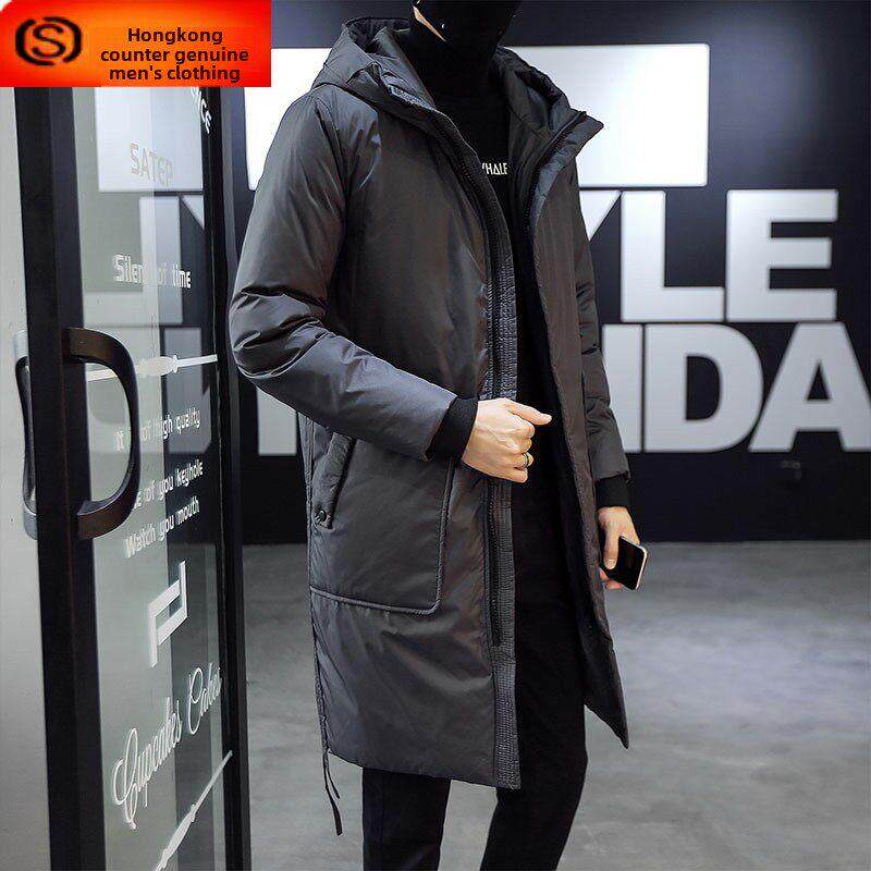 男士羽绒服中长款冬季2025年新款加厚潮流轻薄连帽白鸭绒男士外套
