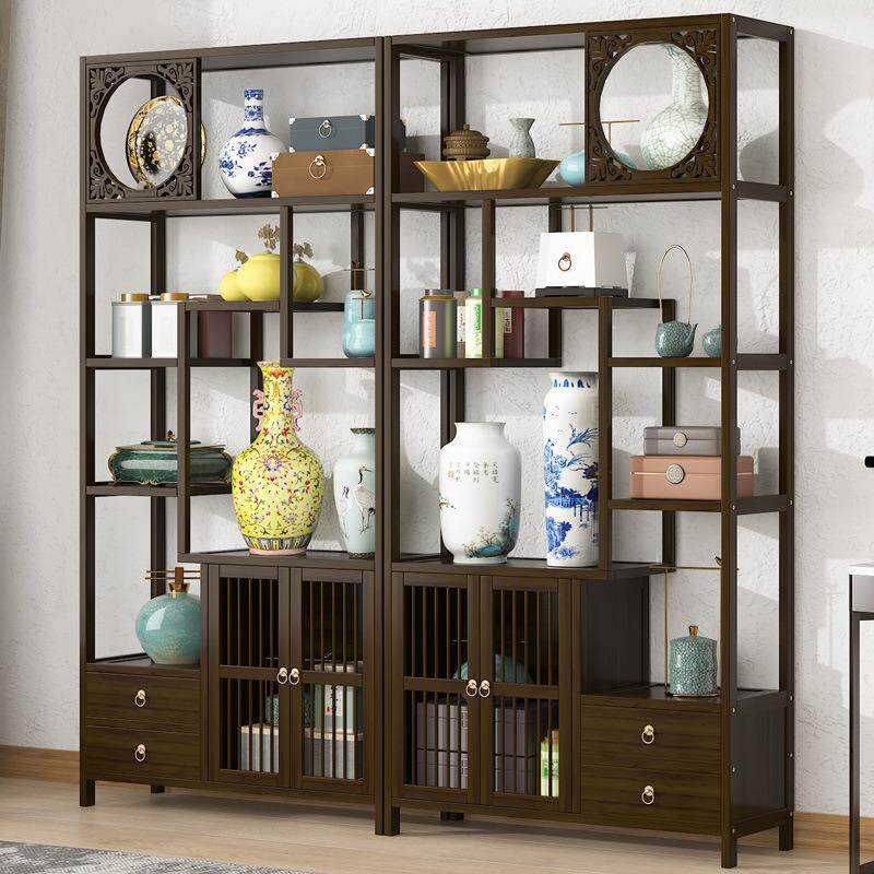 中式博古架多宝阁实木茶叶架茶饼古董摆件展示柜茶室茶具置物新品