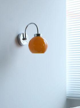 烁阳橙色小壁灯日式卧室床头设计师走廊过道橱窗飘窗装饰铬色小灯