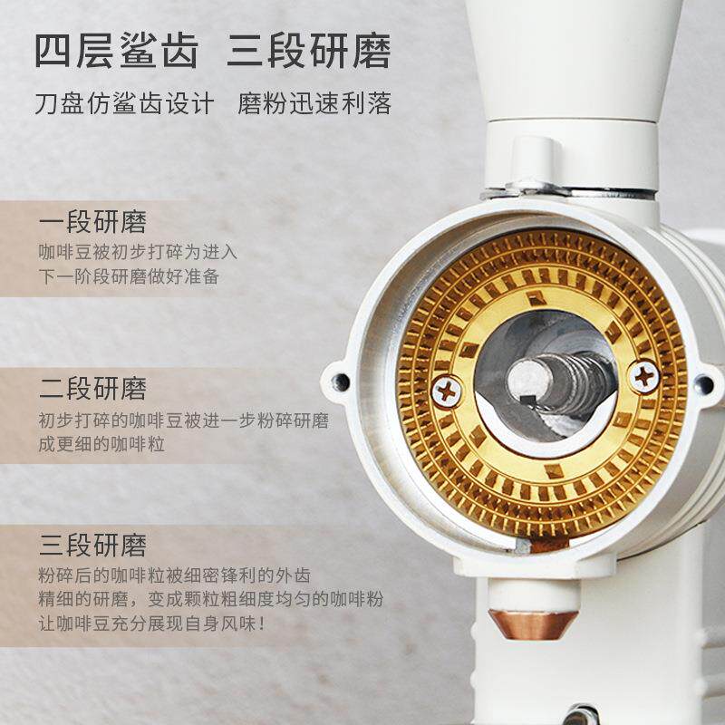 鲨齿小钢炮商用磨豆机手冲咖啡家用鬼齿78mm镀钛电磨干磨