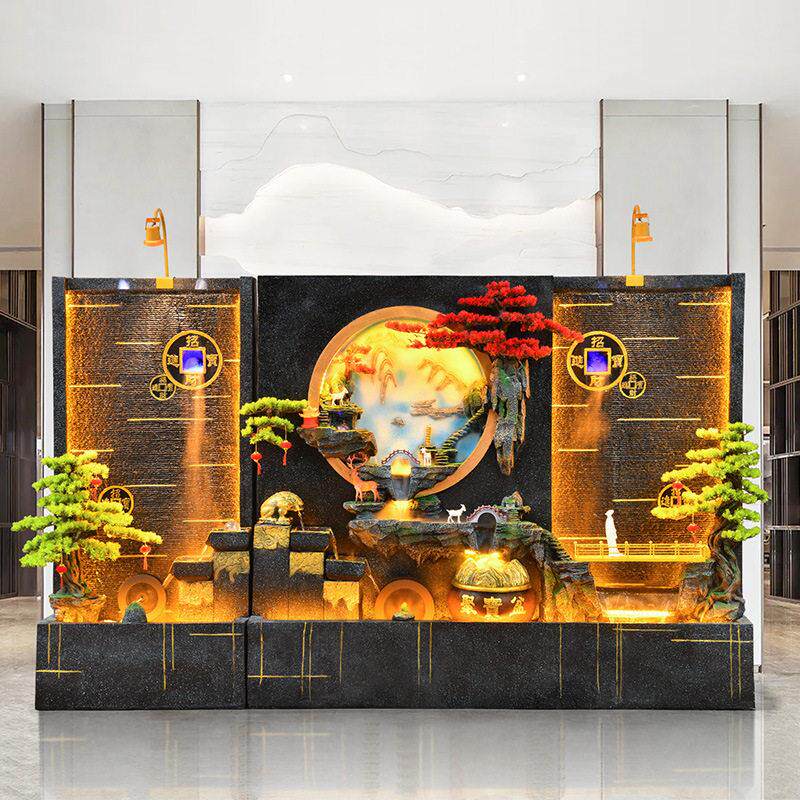 水幕墙流水摆件循环水客厅招财风水轮假山喷泉鱼缸办公室开业乔迁