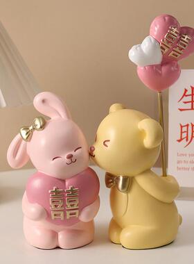 创意情侣兔子摆件新婚礼物送新人婚房装饰品高级实用闺蜜结婚礼物