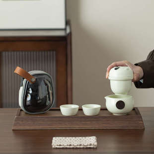 一壶二杯便携式 精致旅行茶具套装 快客杯户外露营泡茶壶茶杯收纳包